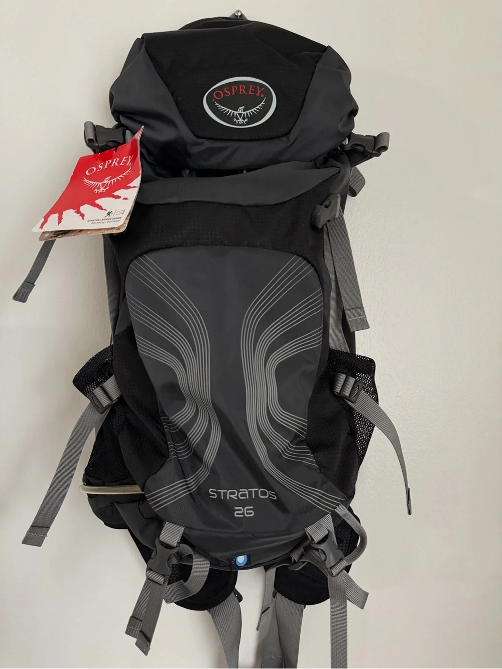Osprey Stratos 26 Hiking Backpack Anthracite Black Hip Belt Padded Back Pannel